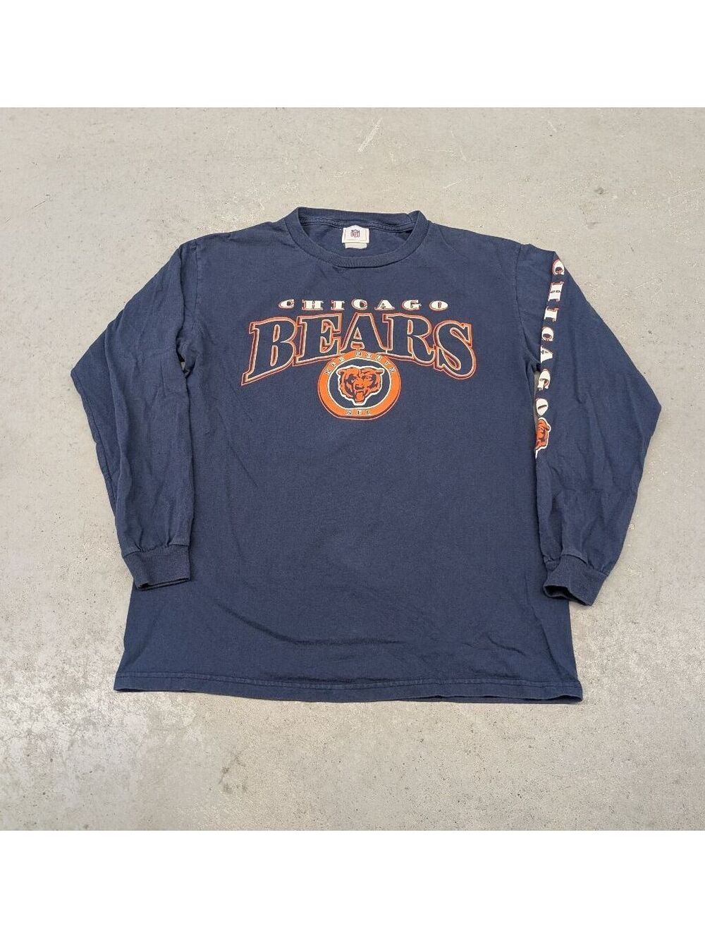 Y2K Chicago Bears NFL Navy Blue Faded Long Sleeve Shirt